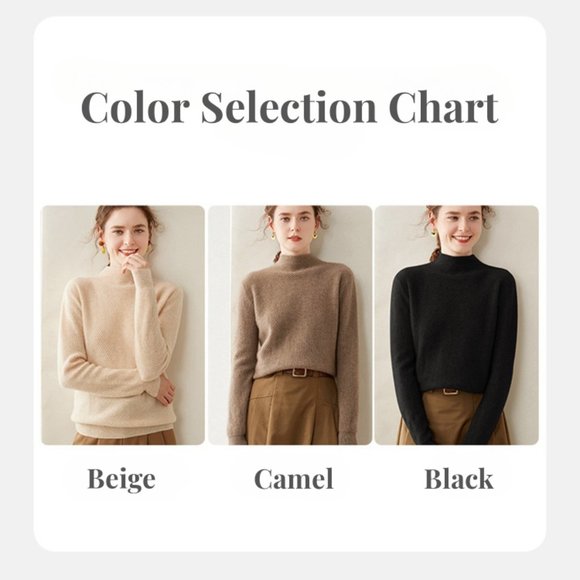 Light Luxury - Women's Half Turtleneck Cashmere Sweater - Picture 5 of 10